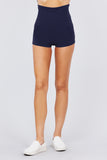 Womens-Stretch Sport Fold over Waist Yoga Short Pants