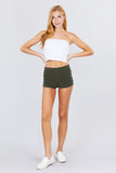 Womens-Stretch Sport Fold over Waist Yoga Short Pants