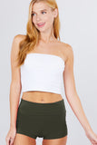 Womens-Stretch Sport Fold over Waist Yoga Short Pants