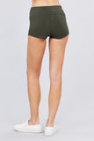 Womens-Stretch Sport Fold over Waist Yoga Short Pants