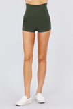 Womens-Stretch Sport Fold over Waist Yoga Short Pants