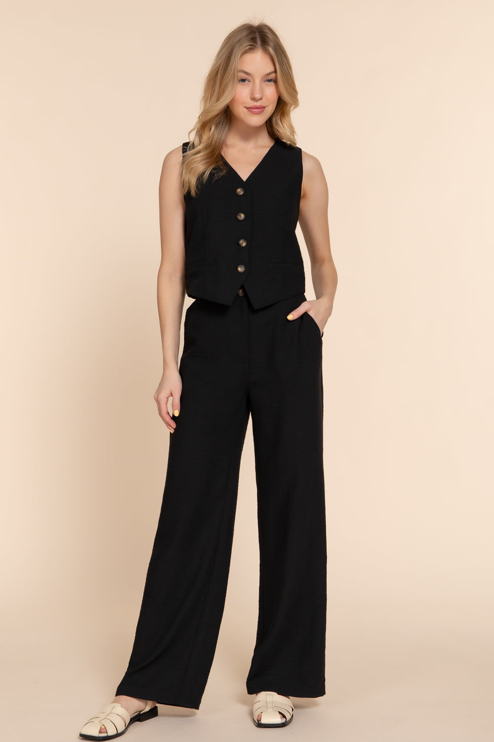 Women's Straight Leg Linen Effect Long Pants