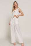 Women's Straight Leg Linen Effect Long Pants