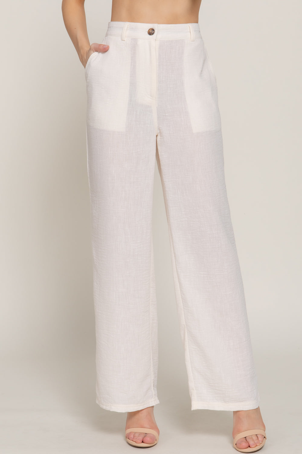 Women's Straight Leg Linen Effect Long Pants