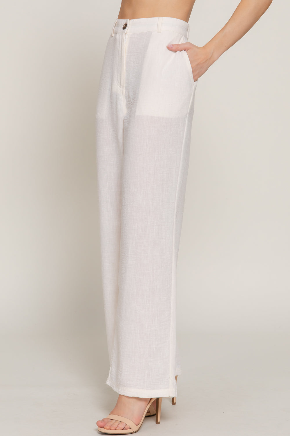 Women's Straight Leg Linen Effect Long Pants