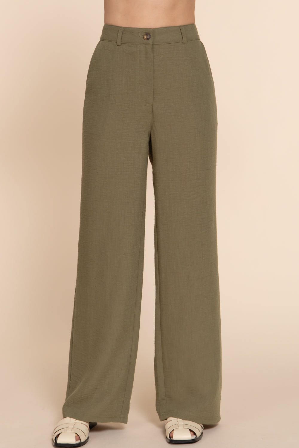 Women's Straight Leg Linen Effect Long Pants