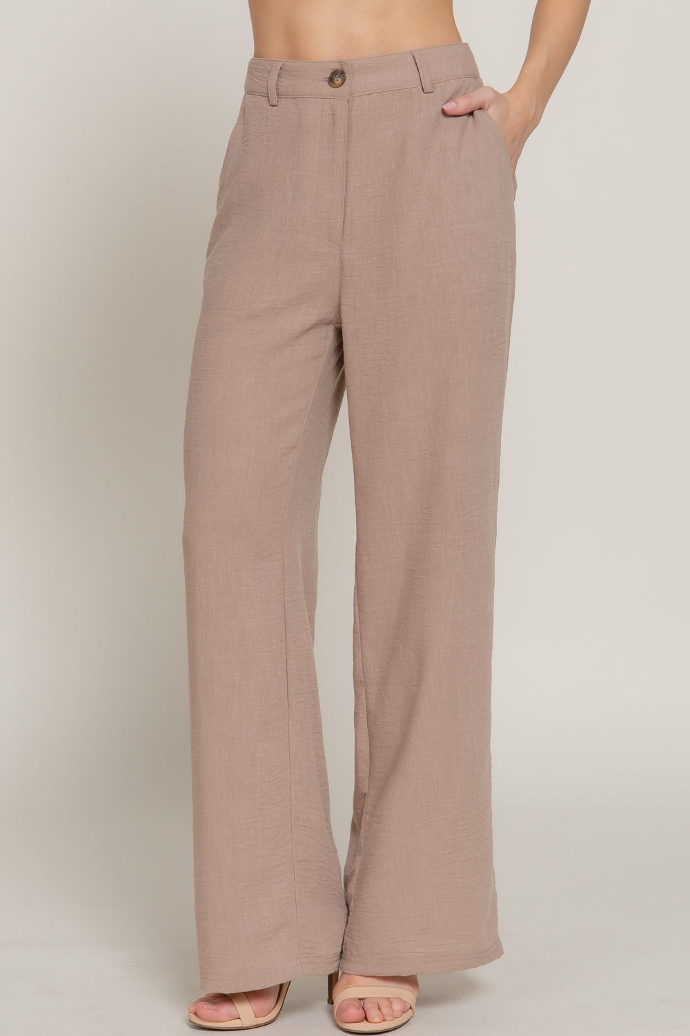 Women's Straight Leg Linen Effect Long Pants