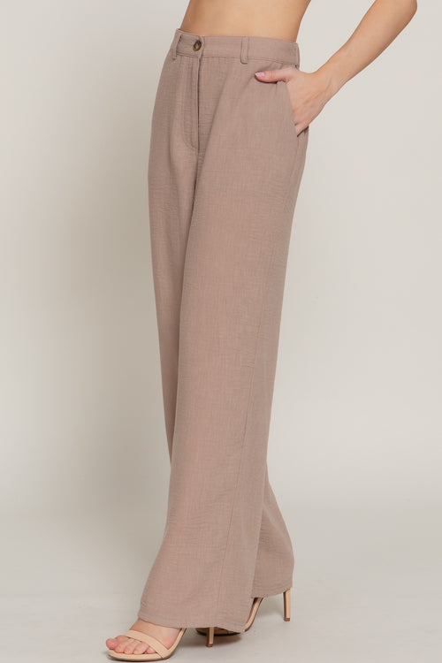 Women's Straight Leg Linen Effect Long Pants
