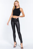 Faux Leather High Waist PU Long Hip Push Up Shaping Leather Pants