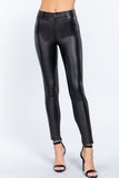 Faux Leather High Waist PU Long Hip Push Up Shaping Leather Pants