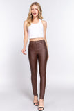 Faux Leather High Waist PU Long Hip Push Up Shaping Leather Pants