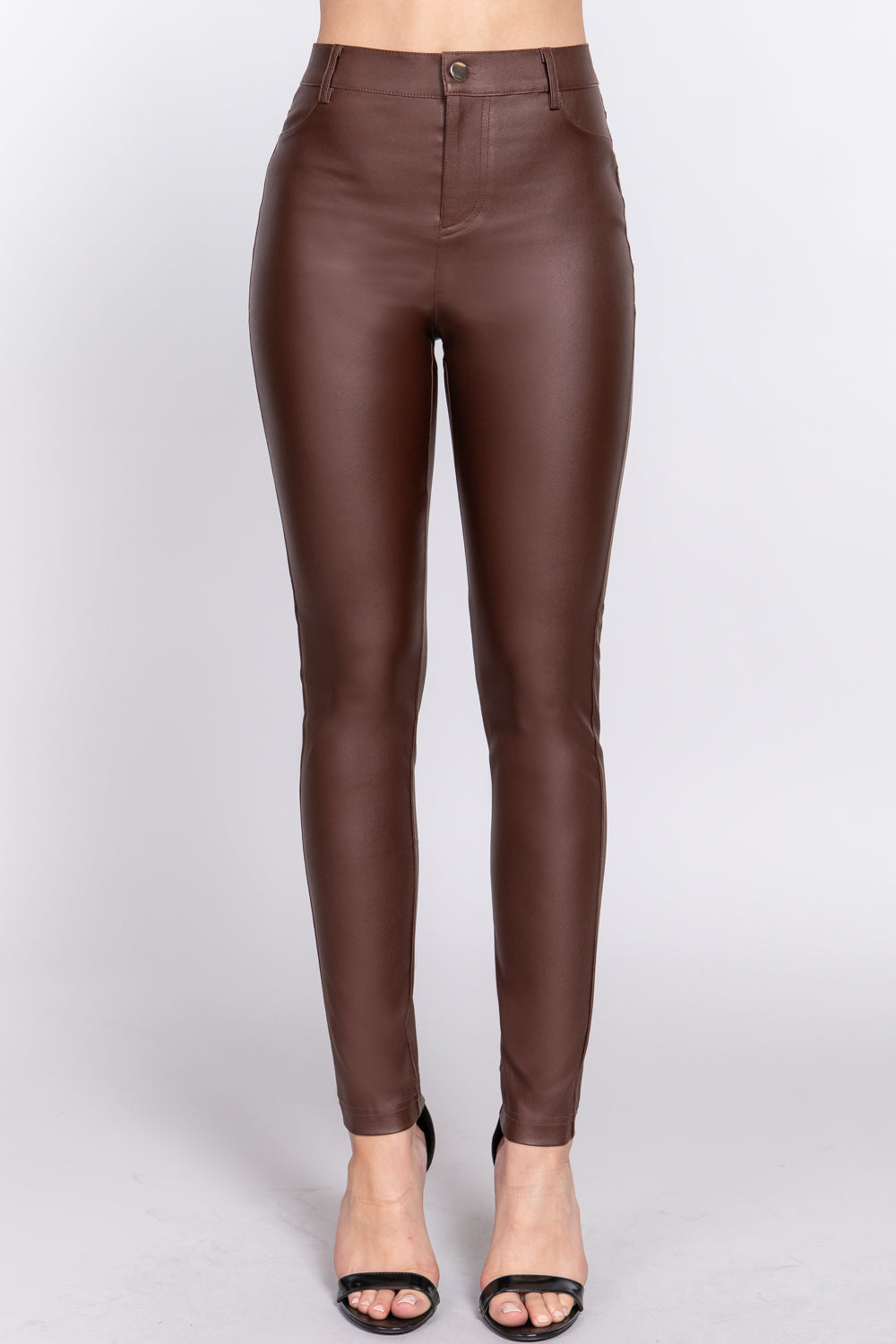 Faux Leather High Waist PU Long Hip Push Up Shaping Leather Pants