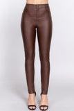 Faux Leather High Waist PU Long Hip Push Up Shaping Leather Pants