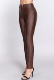 Faux Leather High Waist PU Long Hip Push Up Shaping Leather Pants