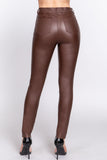 Faux Leather High Waist PU Long Hip Push Up Shaping Leather Pants