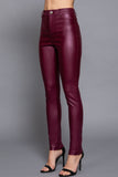 Faux Leather High Waist PU Long Hip Push Up Shaping Leather Pants