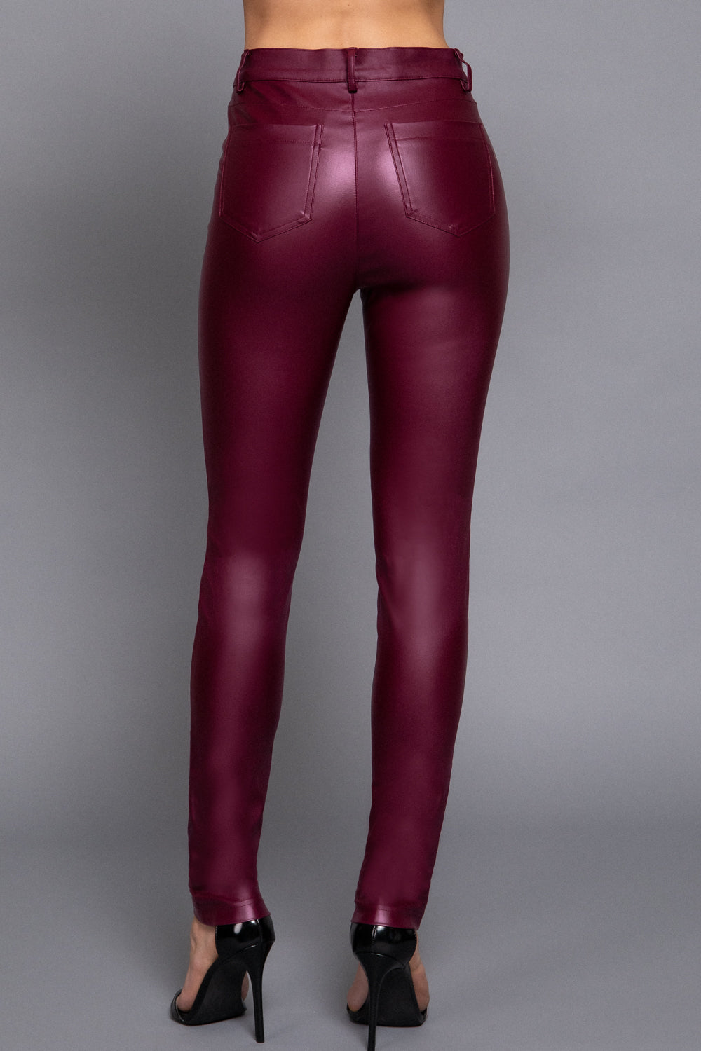 Faux Leather High Waist PU Long Hip Push Up Shaping Leather Pants