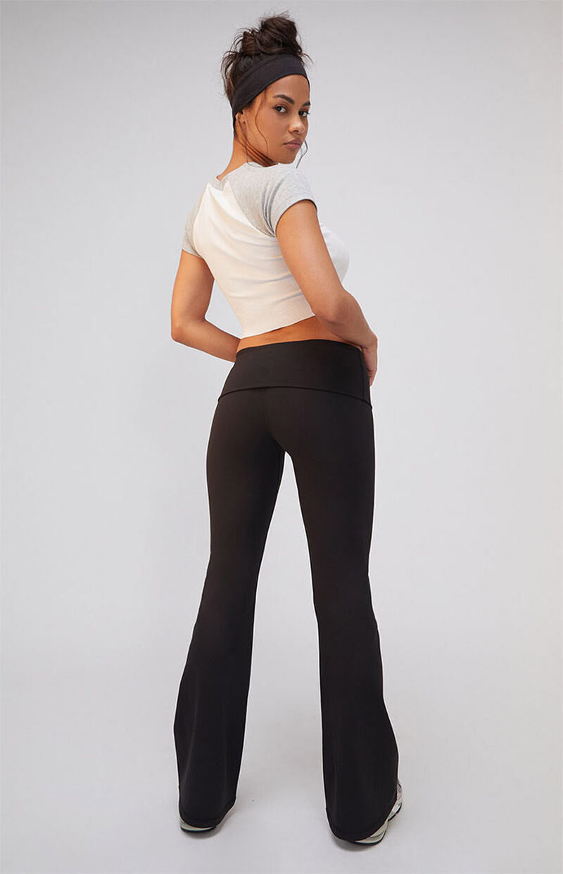 Women's Soft Cotton Blend Flared Fold over Yoga Pants