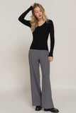 Women's Long Sleeve V-Neck Fitted Viscose Ribbed Sweater