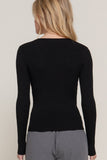 Women's Long Sleeve V-Neck Fitted Viscose Ribbed Sweater