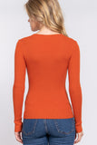 Women's Long Sleeve V-Neck Fitted Viscose Ribbed Sweater