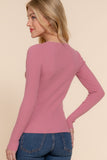 Women's Long Sleeve V-Neck Fitted Viscose Ribbed Sweater