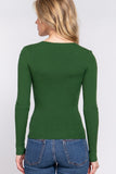 Women's Long Sleeve V-Neck Fitted Viscose Ribbed Sweater