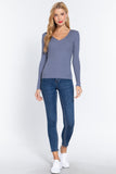 Women's Long Sleeve V-Neck Fitted Viscose Ribbed Sweater