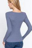 Women's Long Sleeve V-Neck Fitted Viscose Ribbed Sweater