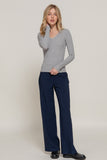 Women's Long Sleeve V-Neck Fitted Viscose Ribbed Sweater