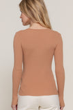 Women's Long Sleeve V-Neck Fitted Viscose Ribbed Sweater