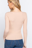 Women's Long Sleeve V-Neck Fitted Viscose Ribbed Sweater