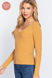 Women's Long Sleeve V-Neck Fitted Viscose Ribbed Sweater