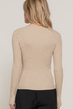 Women's Long Sleeve V-Neck Fitted Viscose Ribbed Sweater