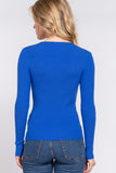 Women's Long Sleeve V-Neck Fitted Viscose Ribbed Sweater