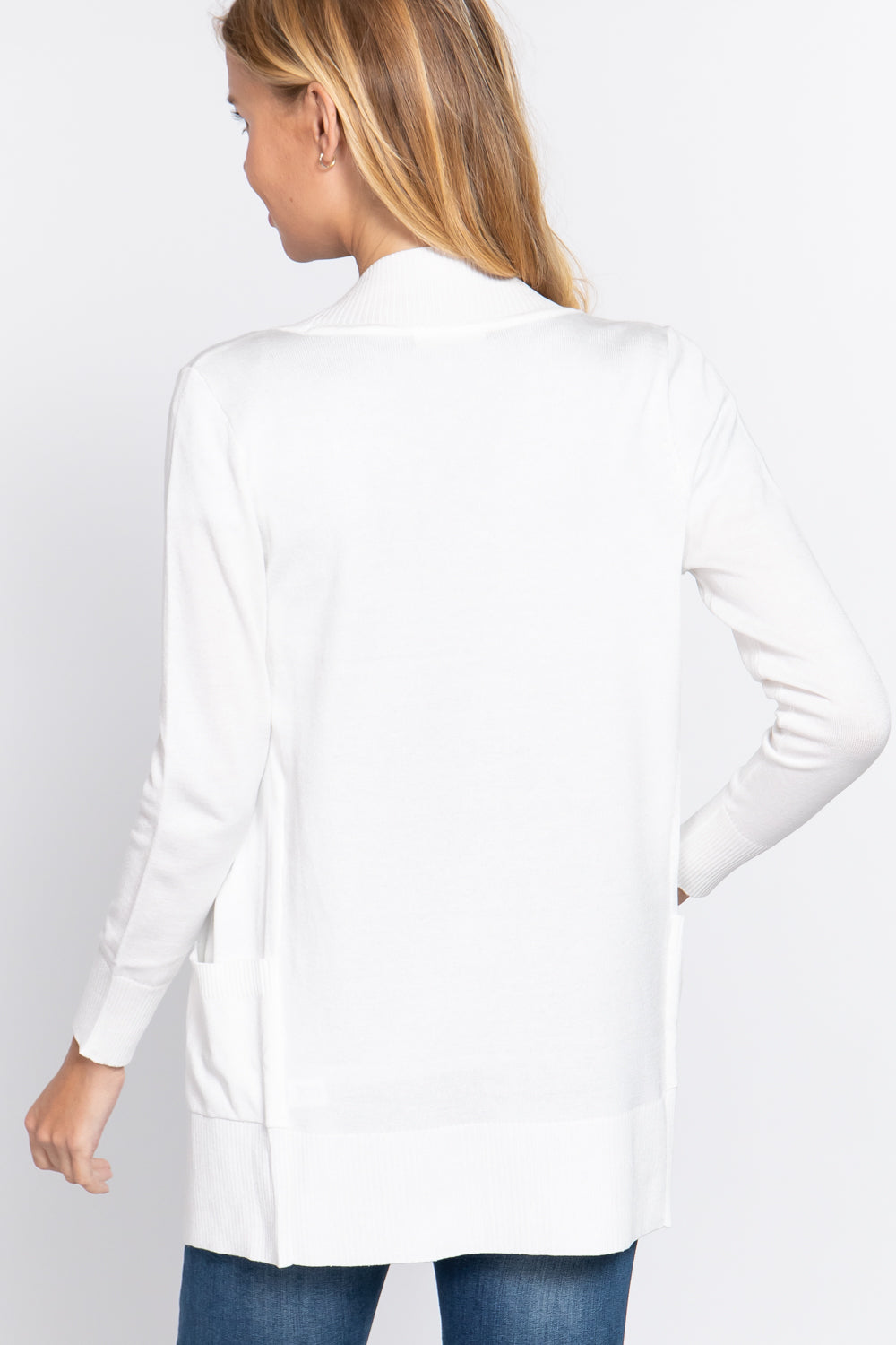 Women's Basic Longline Long Sleeve Open Front Sweater Cardigan Jacket
