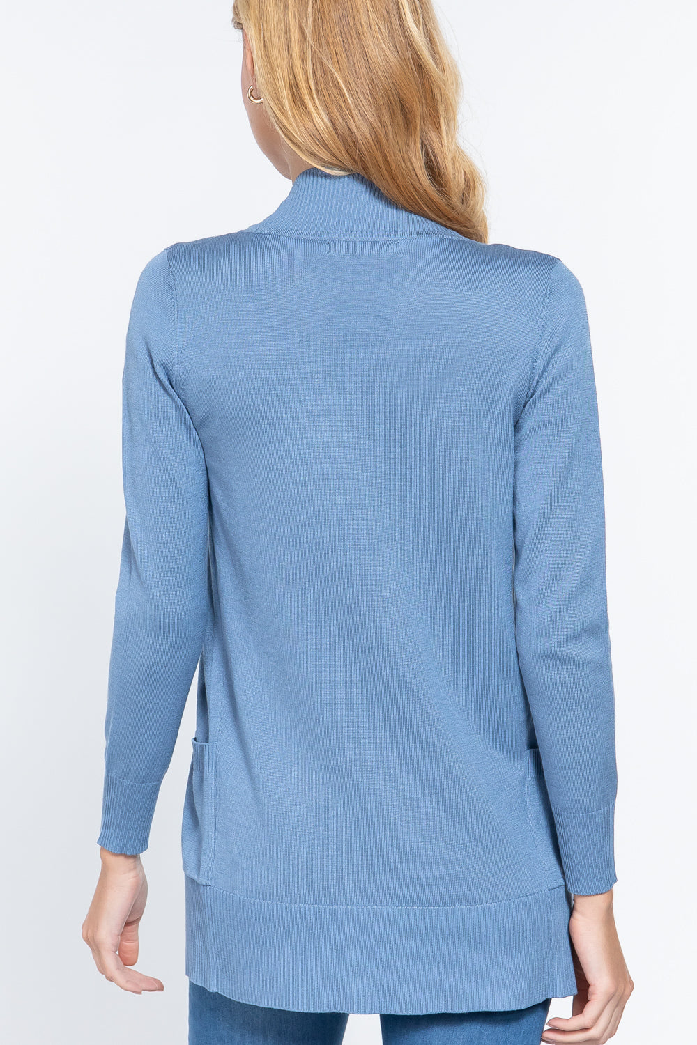 Women's Basic Longline Long Sleeve Open Front Sweater Cardigan Jacket