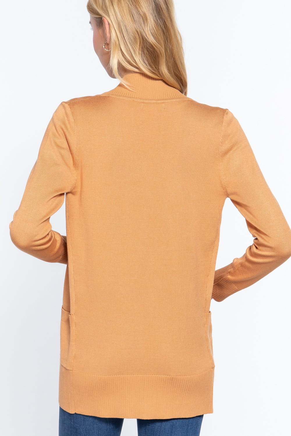 Women's Basic Longline Long Sleeve Open Front Sweater Cardigan Jacket