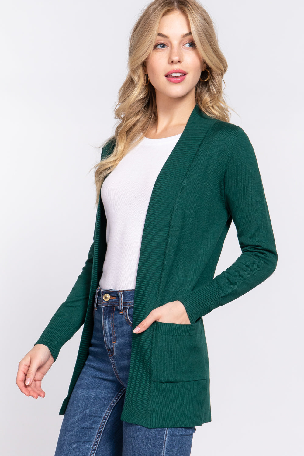 Women's Basic Longline Long Sleeve Open Front Sweater Cardigan Jacket