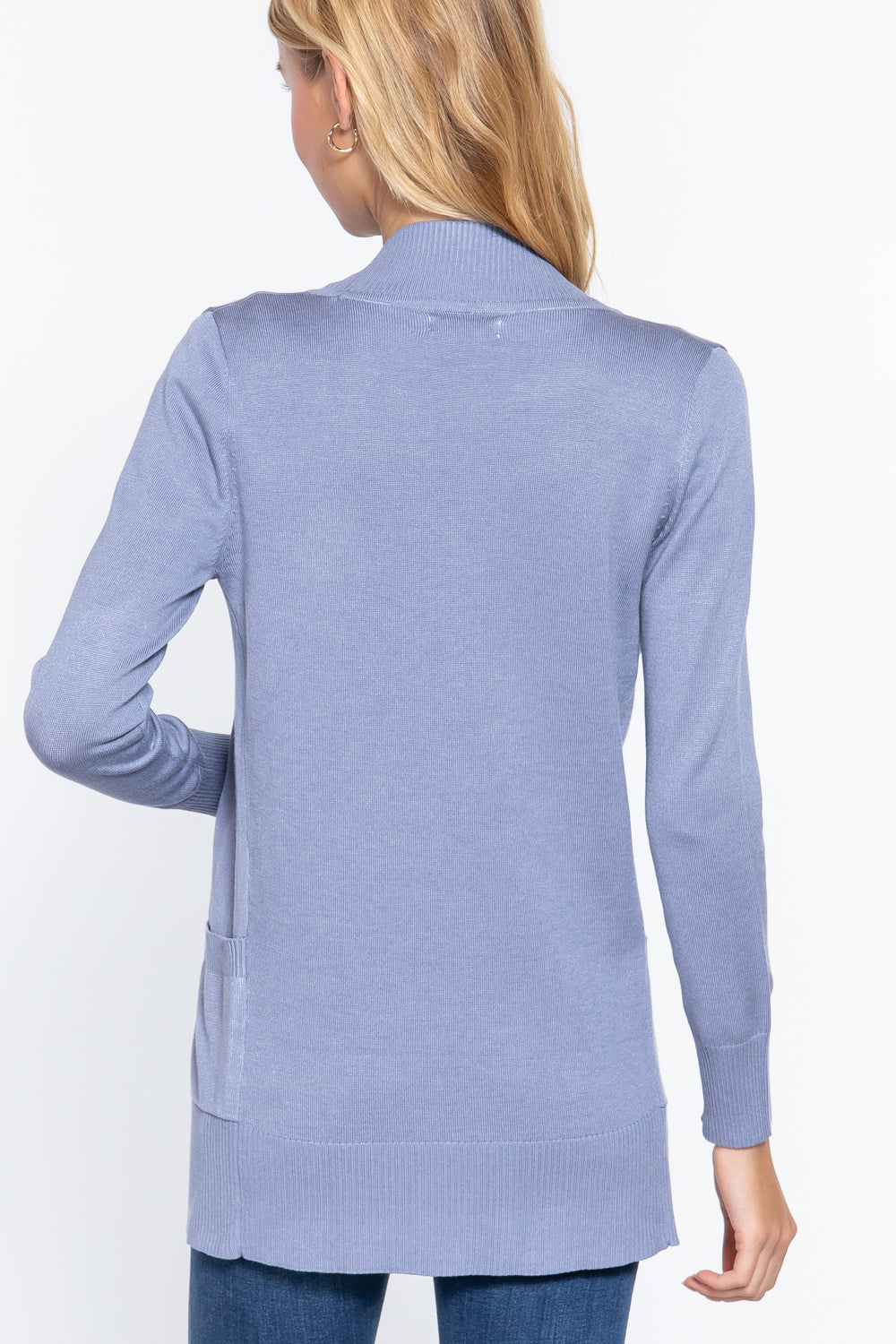 Women's Basic Longline Long Sleeve Open Front Sweater Cardigan Jacket