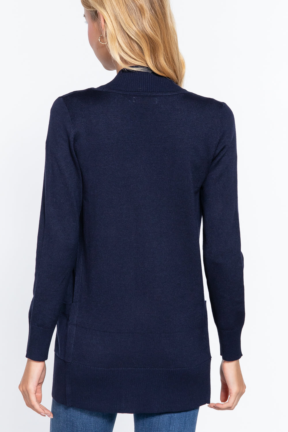 Women's Basic Longline Long Sleeve Open Front Sweater Cardigan Jacket
