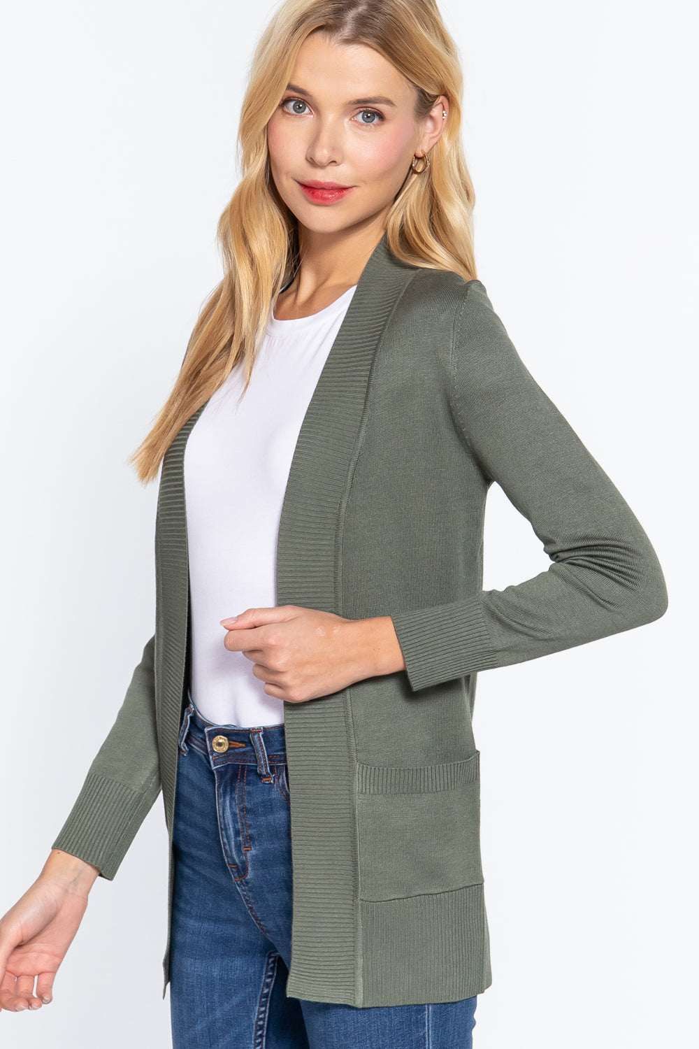 Women's Basic Longline Long Sleeve Open Front Sweater Cardigan Jacket