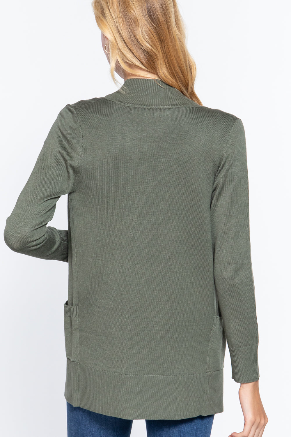 Women's Basic Longline Long Sleeve Open Front Sweater Cardigan Jacket