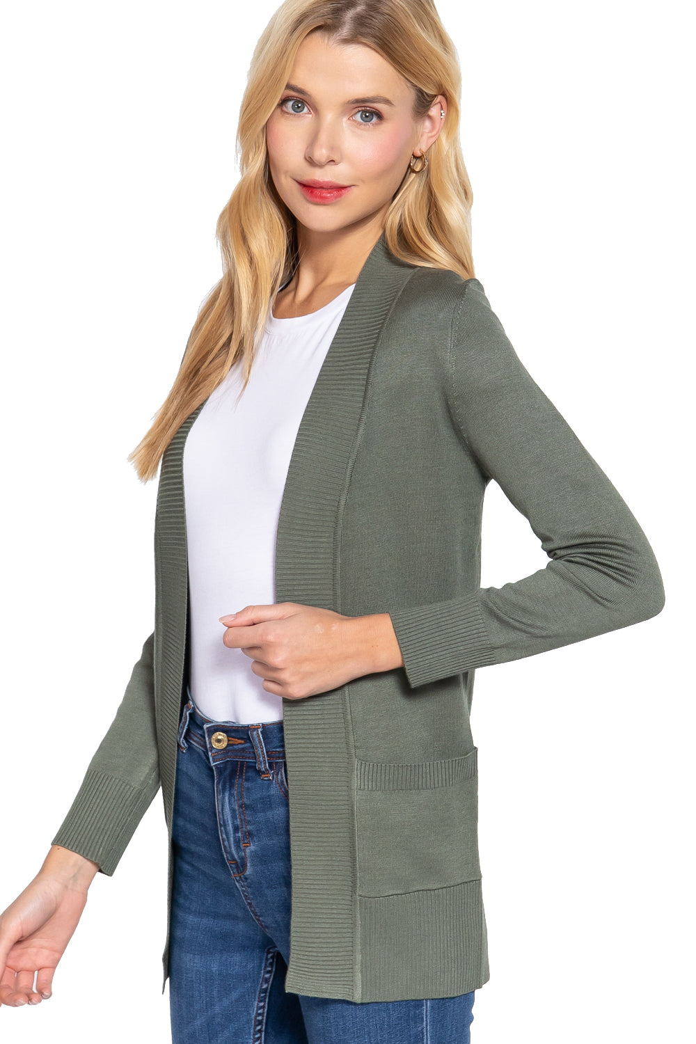 Women's Basic Longline Long Sleeve Open Front Sweater Cardigan Jacket