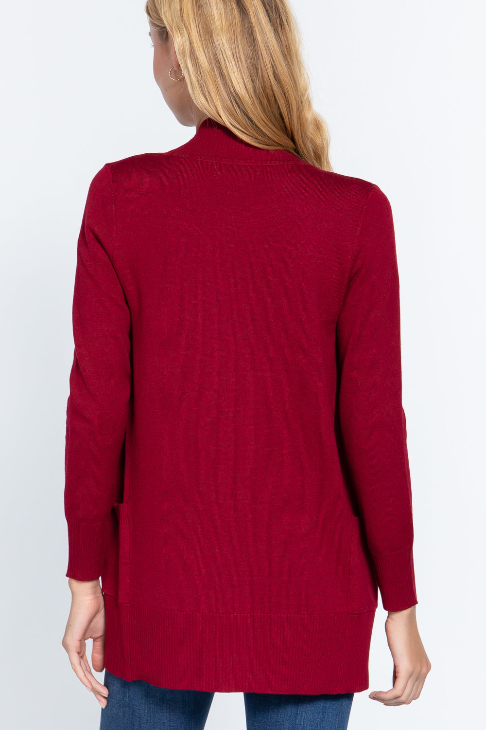 Women's Basic Longline Long Sleeve Open Front Sweater Cardigan Jacket