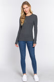 Women's Long Sleeve Crew Neck Long Puff Sleeve Top