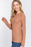 Women's Long Sleeve Crew Neck Long Puff Sleeve Top