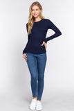 Women's Long Sleeve Crew Neck Long Puff Sleeve Top