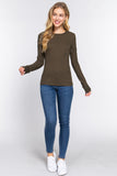 Women's Long Sleeve Crew Neck Long Puff Sleeve Top