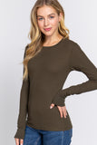 Women's Long Sleeve Crew Neck Long Puff Sleeve Top